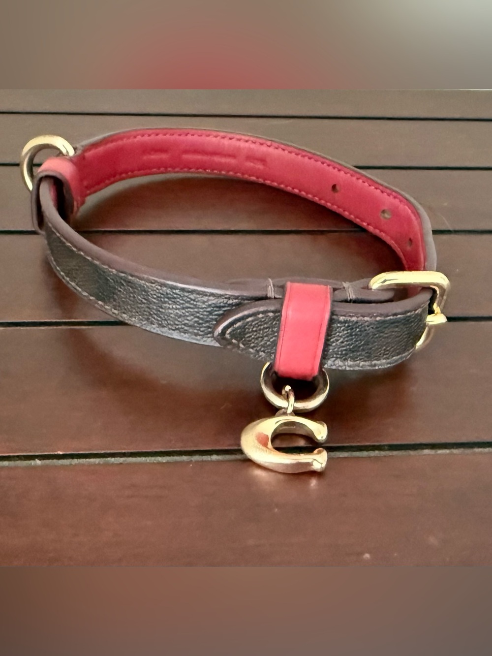 Coach Dog Collar in Signature coated Canvas and smooth Leather Size S